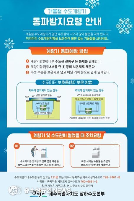 수도계량기 동파 방지 요령 안내문
