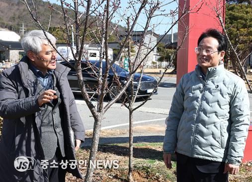 강진군 청자축제장 ‘홍매화가 피기까지는···’