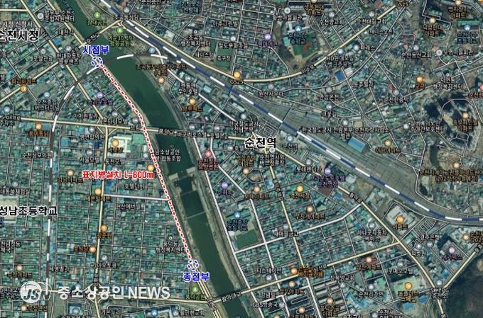 순천시, 강변고가도로에 반사형 표지병 설치…8일 밤 전면 통제