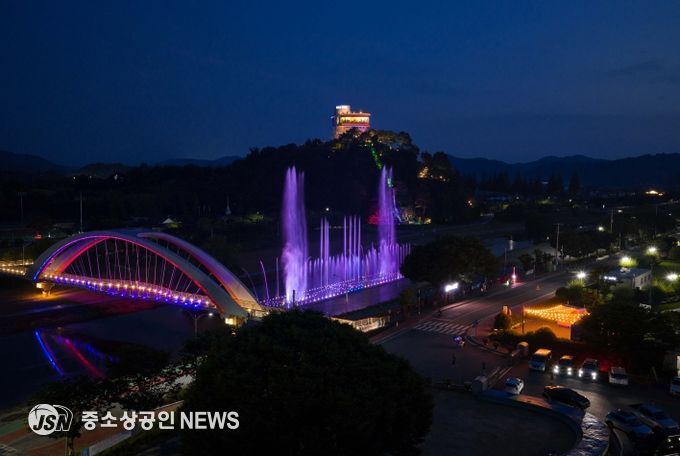 화순꽃강길 음악분수와 개미산 전망대