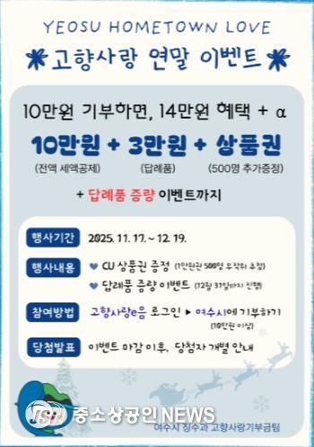 여수시, 고향사랑기부제 연말 이벤트 진행