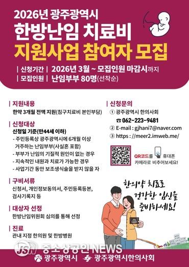 광주광역시, 난임부부 한방치료비 최대 124만원 지원